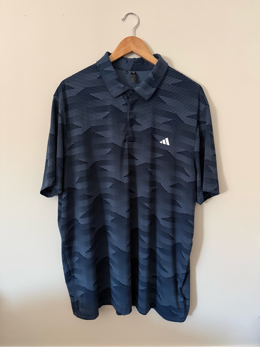 adidas Men's Navy Patterned Polo Shirt